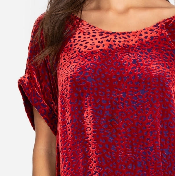 Johnny Was Doris Silk-Blend Mini Dress Deep Red Cheetah Print Women's Size Small - Picture 2 of 15